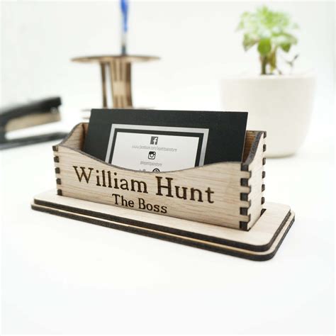 desk business card holder personalized.